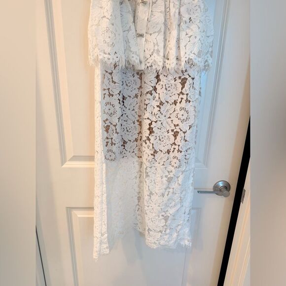NWOT Self-Portrait WHITE LACE PEPLUM MIDI DRESS, size US4 - Picture 11 of 16